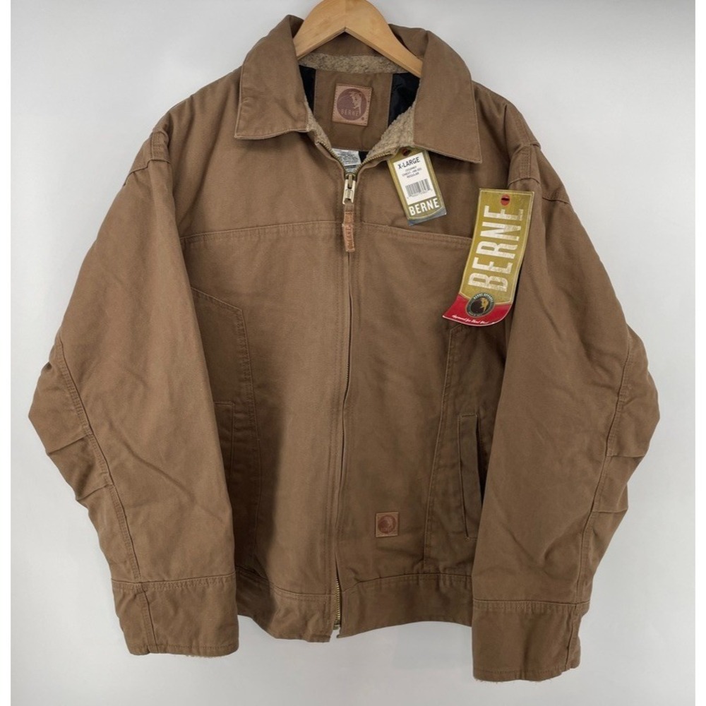 Berne J352 Jackson Jacket Mens XL Hickory Brown Duck Canvas Sherpa Workwear NWT